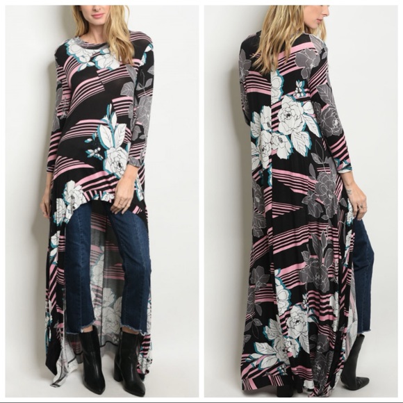 Annabelle Tops - ❤️LAST NEW S High Low Jersey Tunic Top Black Floral
